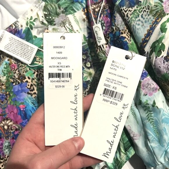 NWT Auc CAMILLA HALTER ONE PIECE "Moon Garden" o ring detail SWIMSUIT XS - Picture 5 of 12